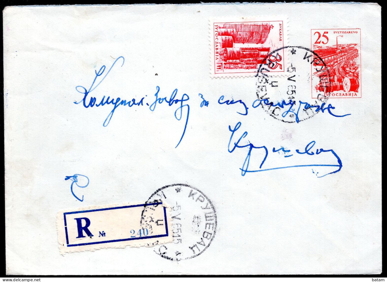 Yugoslavia 1965 - "R" Letter - Cover - Surcharge Stamp - Lettres & Documents