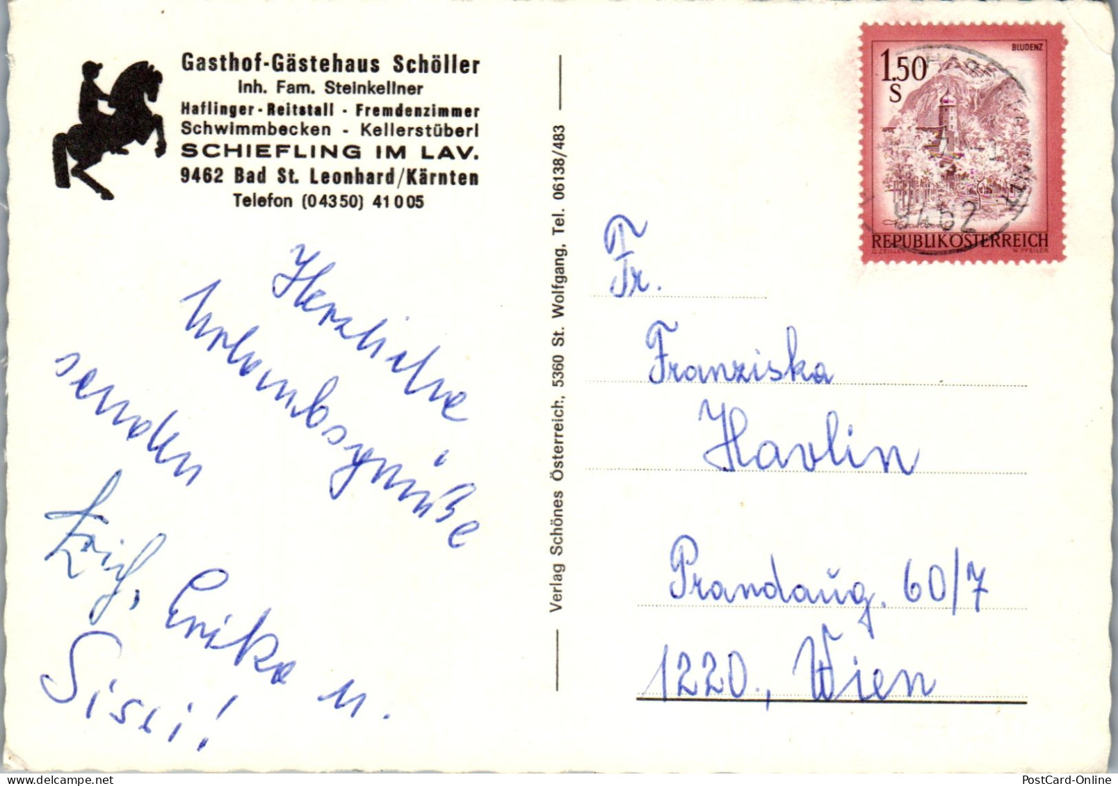 48913 - Kärnten - Bad St. Leonhard , Schiefling Im Lavanttal , Gasthof Schöller , Inh. Fam. Steinkellner - Gelaufen  - Wolfsberg