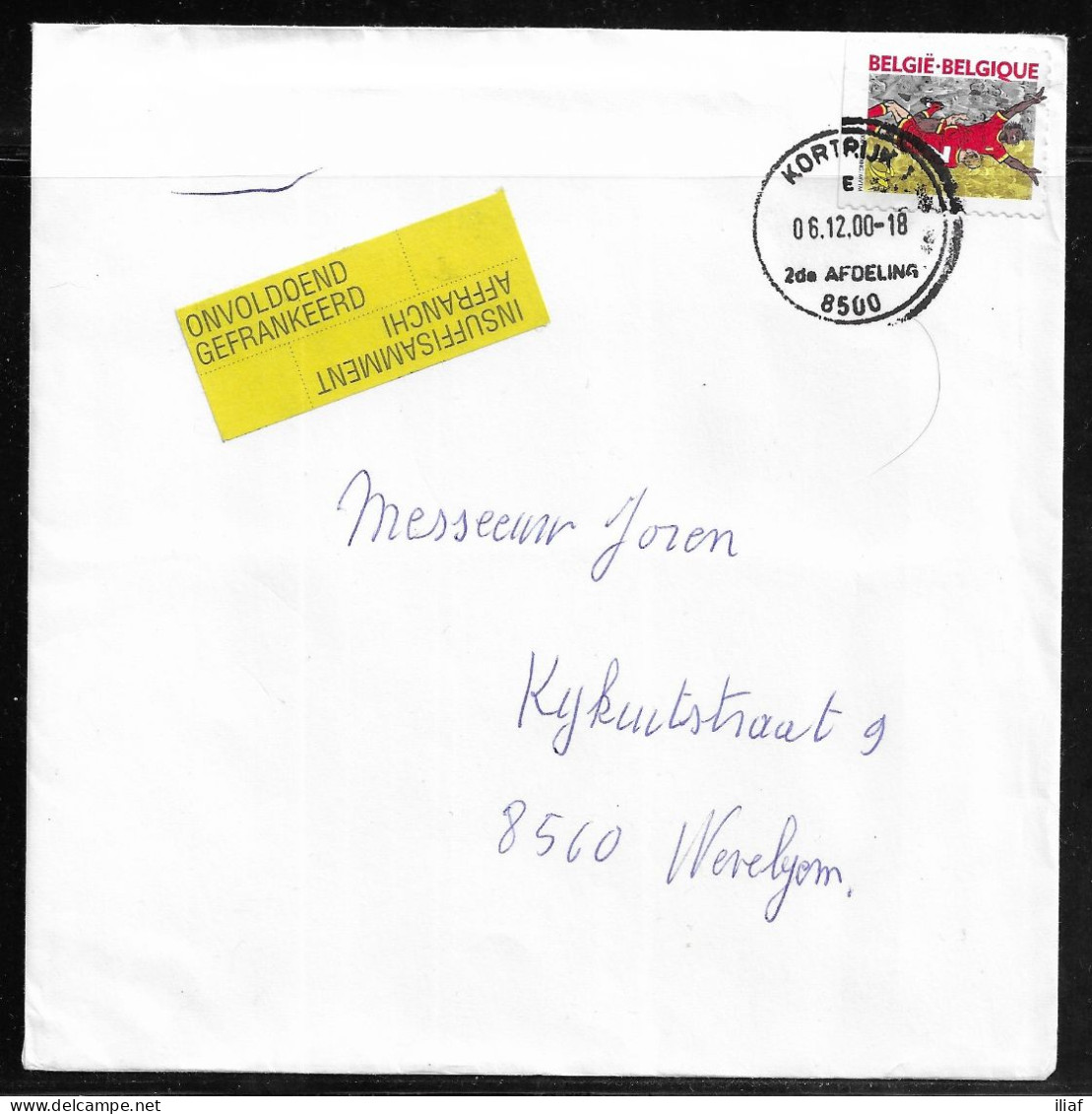 Belgium. Stamps Mi. 2945Du On Commercial Letter, Sent From Kortrijk On 6.12.2000 For Wevelgem. - Briefe U. Dokumente