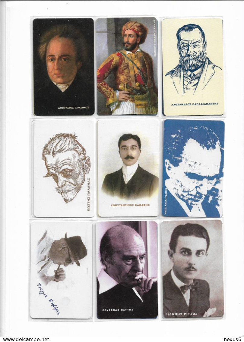 Greece - OTE - Folder (full Set) Of 26 Cards (Literary People, Philosophers, Evangelists) 09.2001, Used With Folder - Grecia