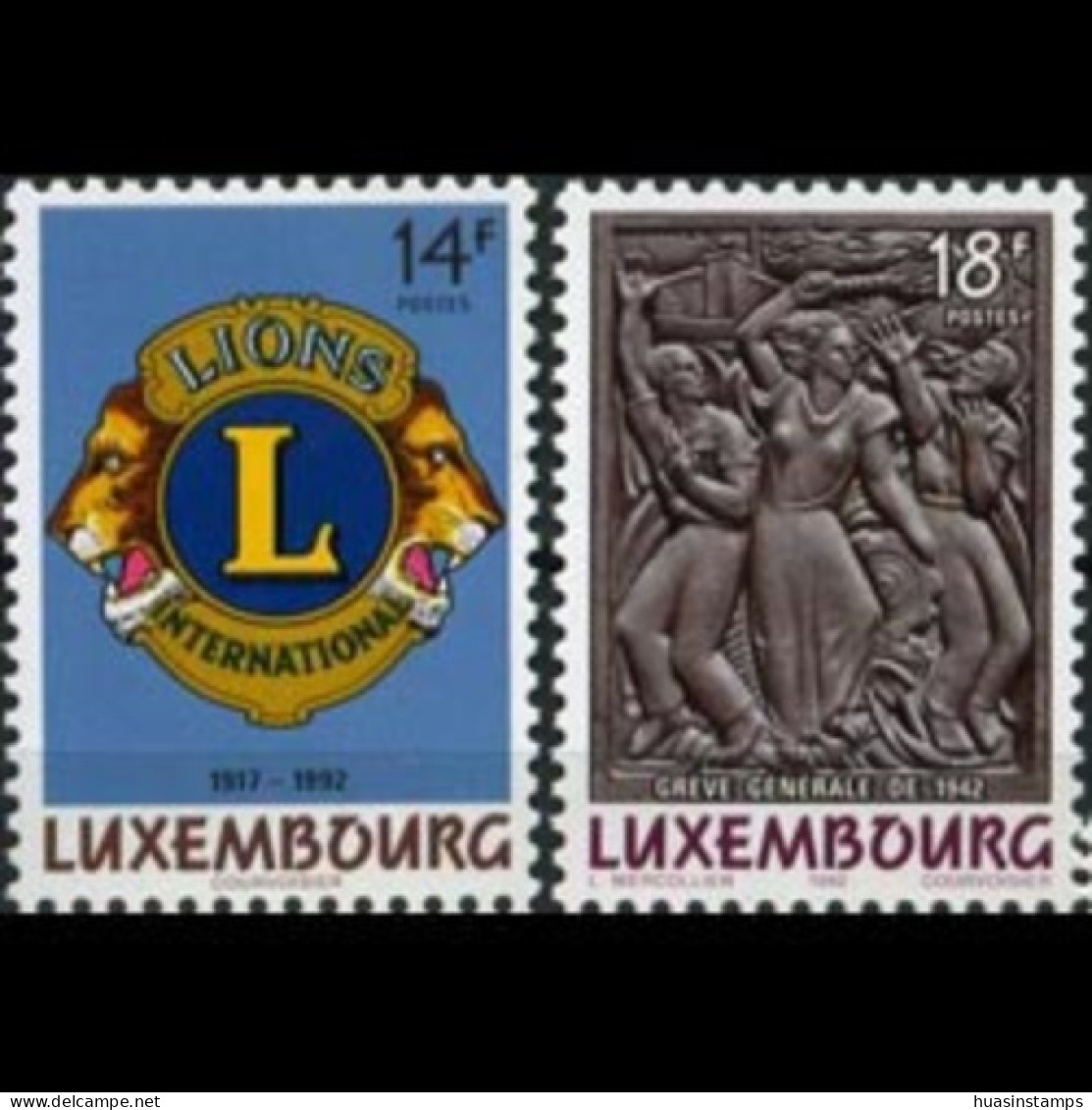 LUXEMBOURG 1992 - #870-1 Lions Intl.75th. Set Of 2 MNH - Nuovi