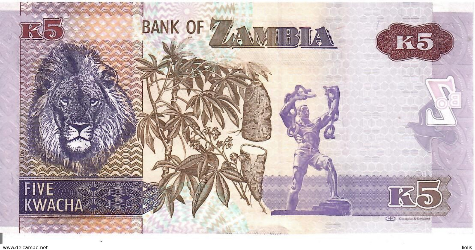 Zambia P-50  5 Kwacha 2012 UNC - Zambie