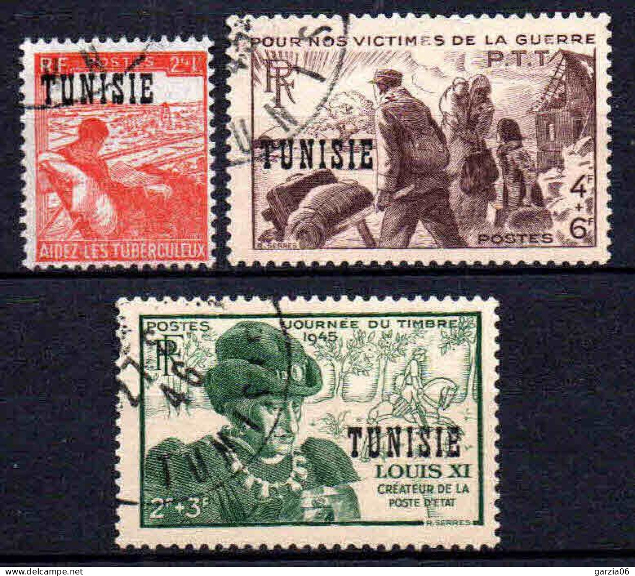 Tunisie  - 1945 -  - N° 299 à 301  - Oblit - Used - Used Stamps