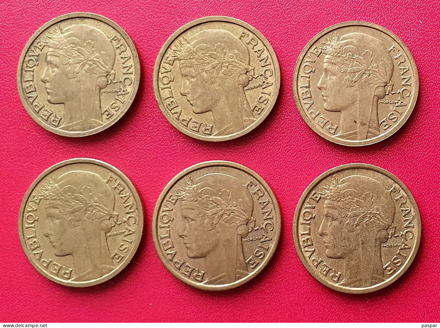 Lot De 6 Pièces Différentes 2 Francs Morlon Gad 535 Et 535a - 1936, 1937, 1938, 1939, 1940, 1941 - 2 Francs