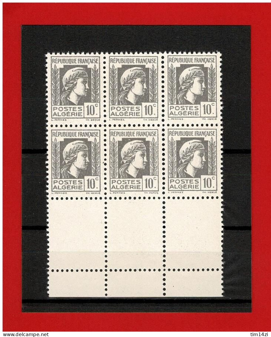 ALGERIE - 1944 - N°209** MARIANNE D'ALGER - SUPERBE -  - BLOC De 6  TIMBRES  SANS CHARNIERE - Unused Stamps