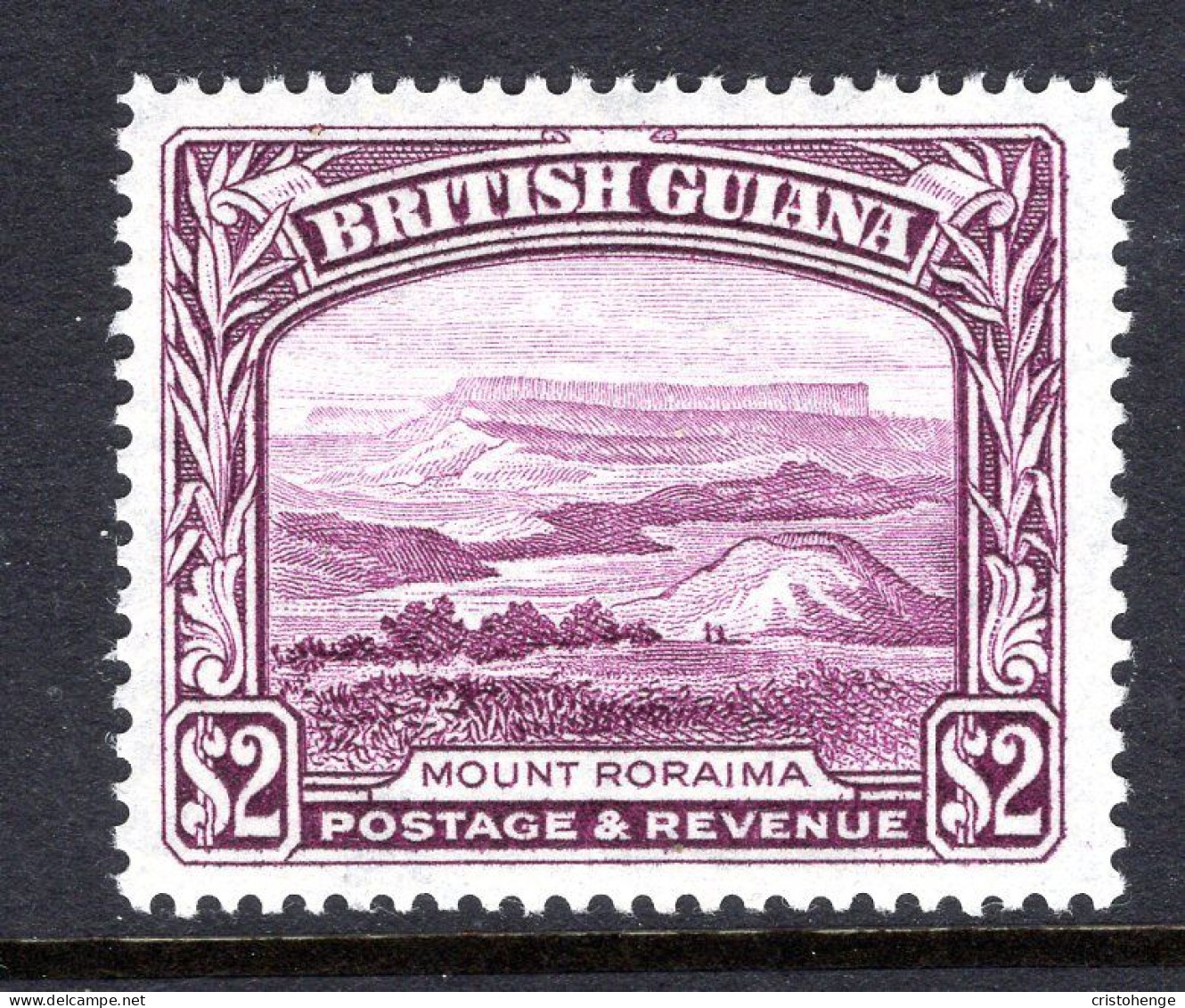 British Guiana 1938-52 KGVI Pictorials - $2 Mount Roraima - P.14 X 13 HM (SG 318a) - British Guiana (...-1966)