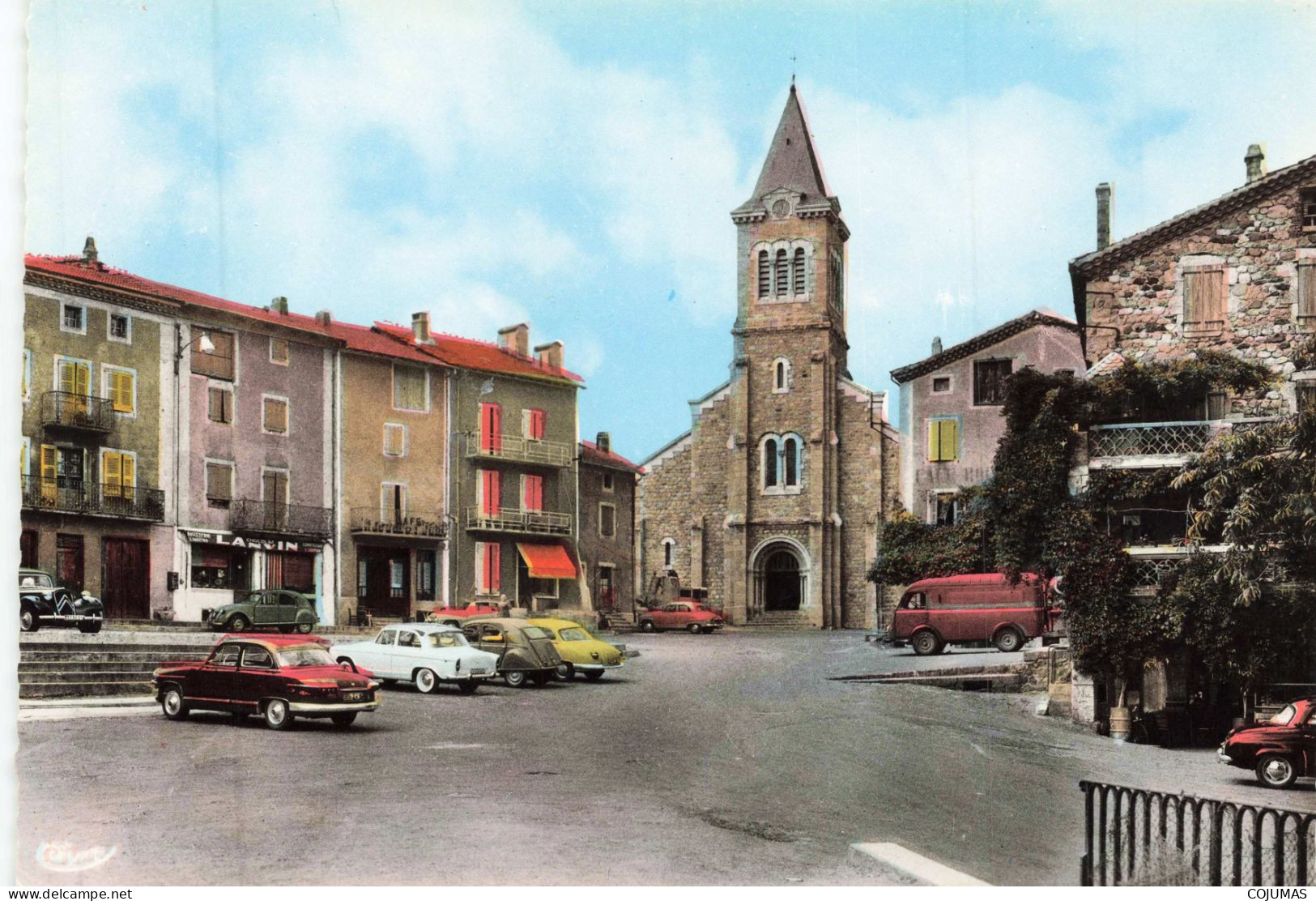 07 - ST MARTIN DE VALAMAS _S27264_ Place De L'Eglise - Automobile - CPSM 15x10 Cm - Saint Martin De Valamas