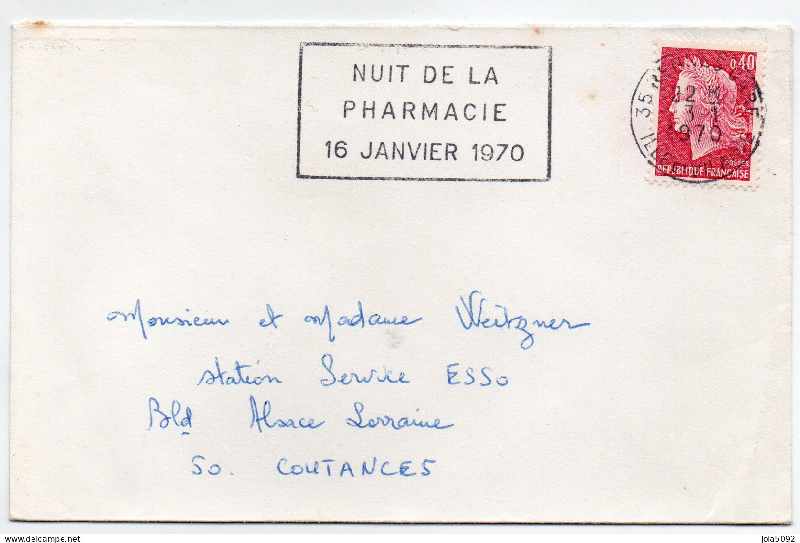 1970 - Rennes GARE - Nuit De La Pharmacie - Tijdelijke Stempels