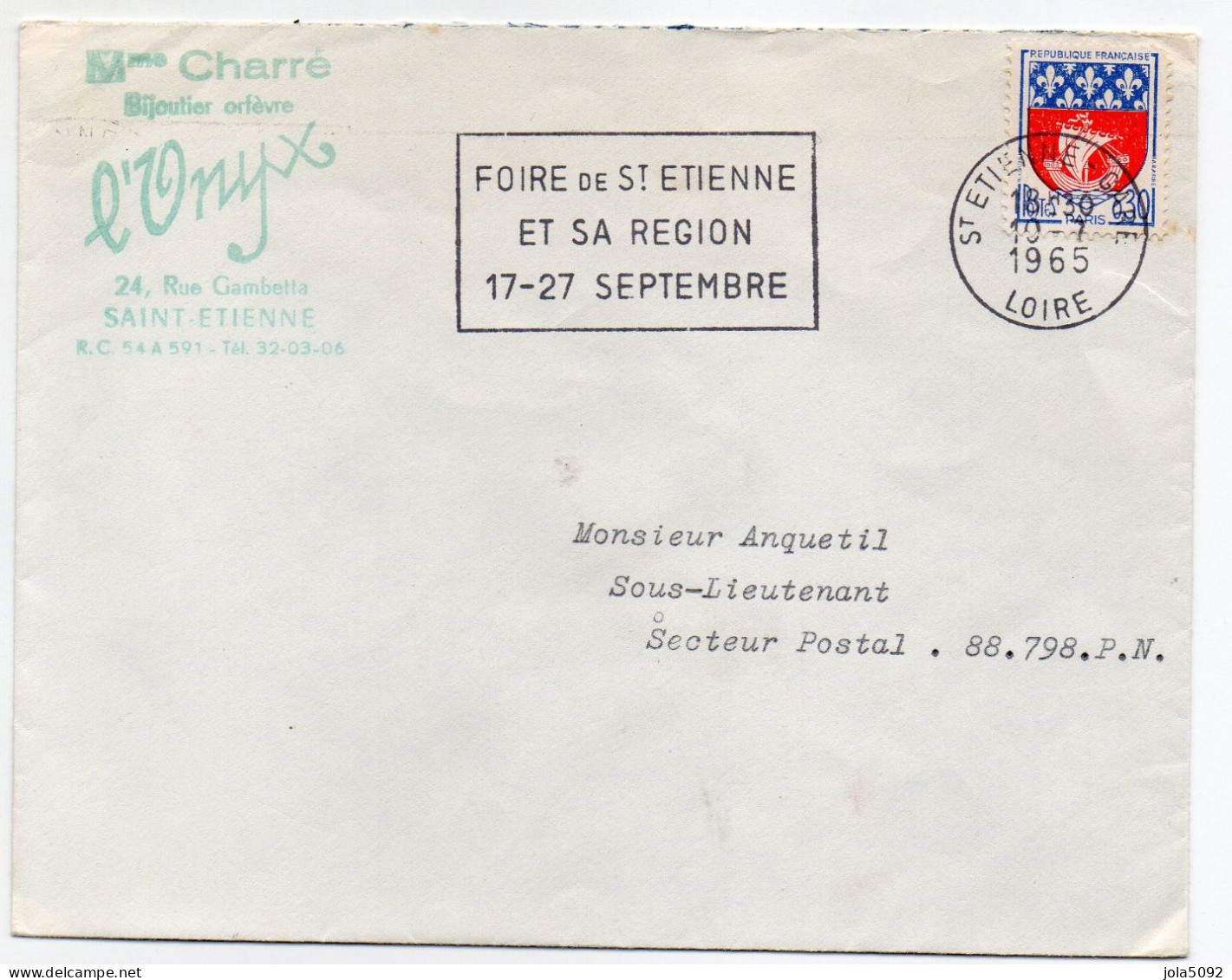 1965 - SAINT-ETIENNE GARE - Foire De Saint-Etienne Bijoutier L'Onyx - Aushilfsstempel