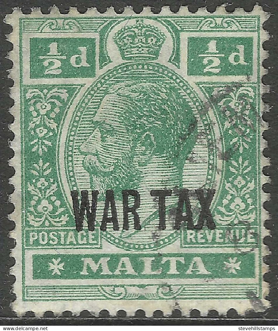 Malta. 1917 War Tax. ½d Used. SG 92. M3090 - Malte