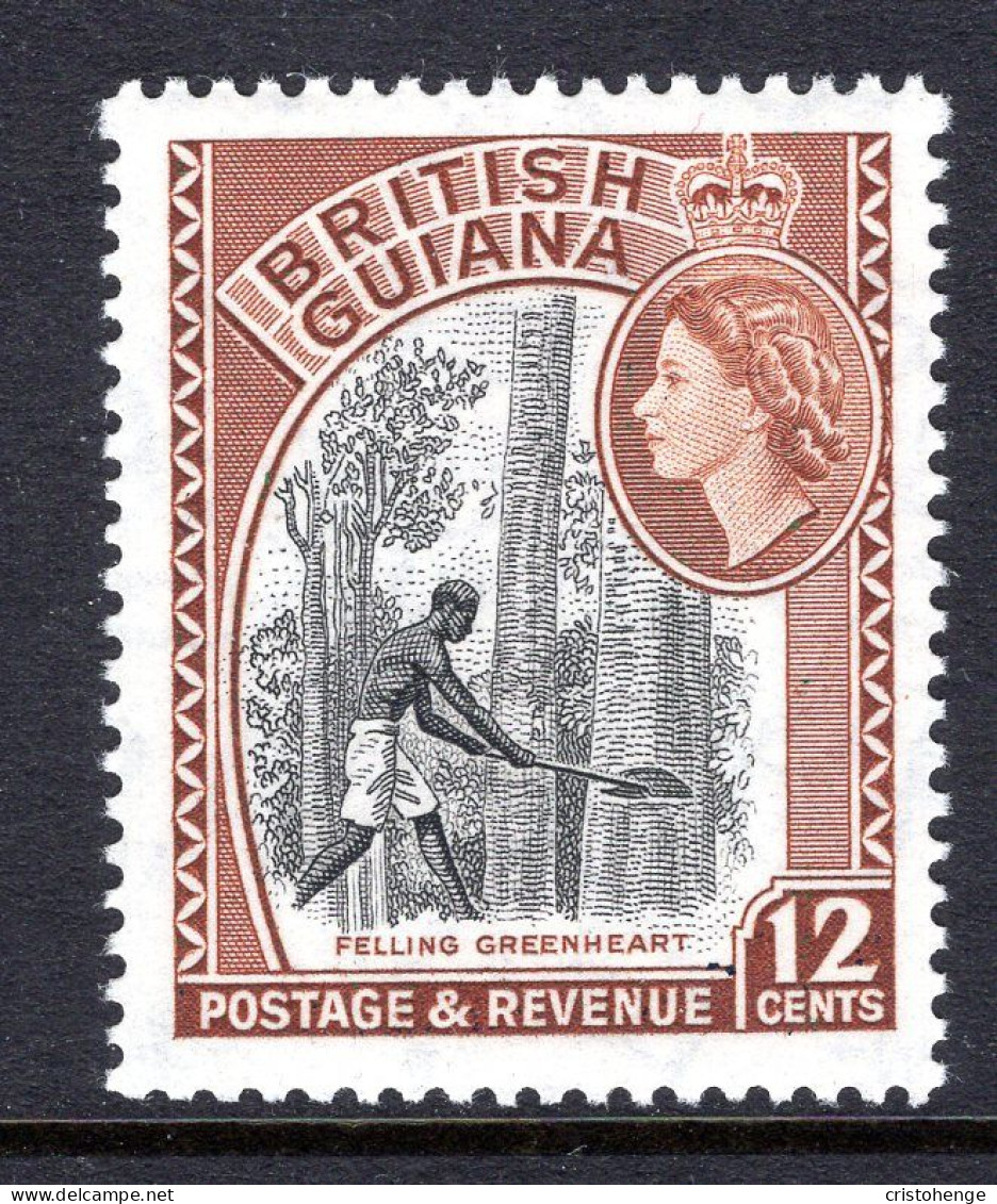 British Guiana 1954-63 QEII Pictorials - 12c Felling Greenheart - Reddish-brown - MNH (SG 338) - British Guiana (...-1966)