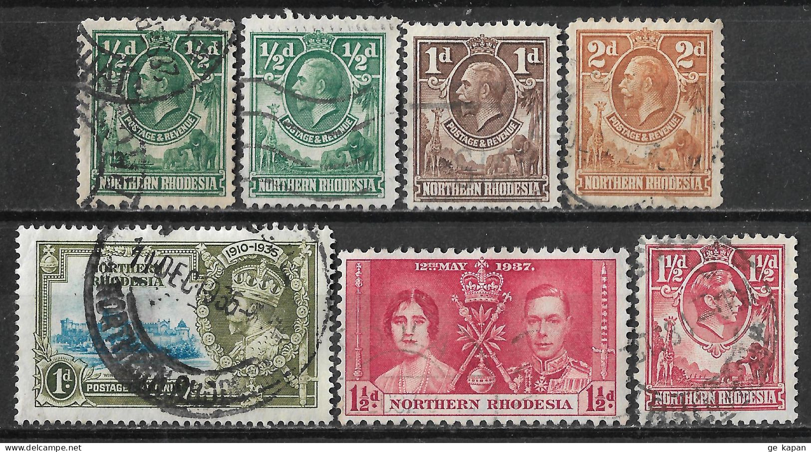 1925-1938 Rhodesia Northern 7 USED STAMPS (Michel # 1,2,4,18,22,29) - Nordrhodesien (...-1963)