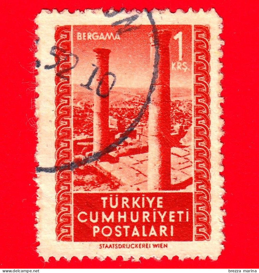 TURCHIA - Usato - 1952 - Rovine - Templi - Attrazioni E Atatürk - Bergama - 1 - Gebraucht