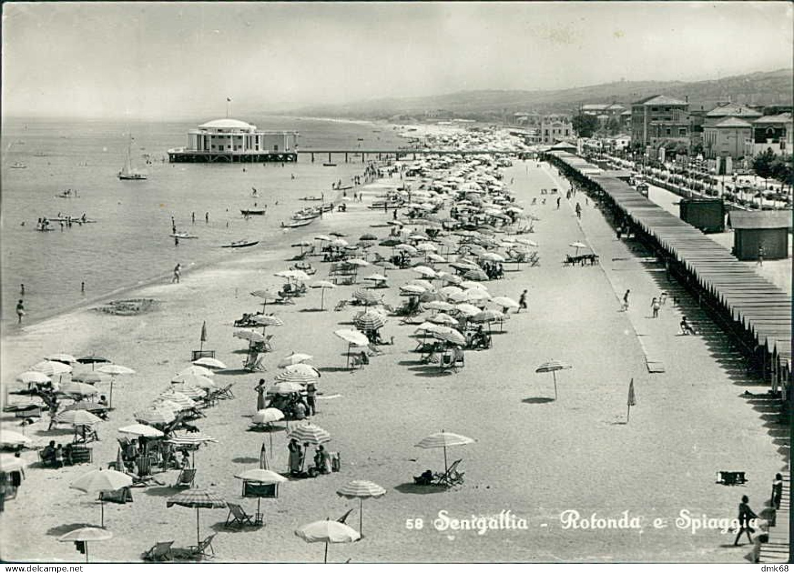 SENIGALLIA - ROTONDA E SPIAGGIA - EDIZIONE ANGELI - SPEDITA 1955  (20089) - Senigallia