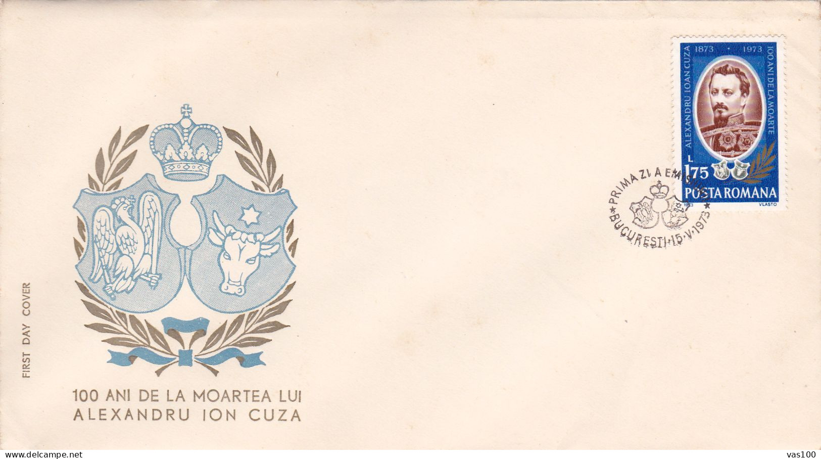 ALEXANDRU IOAN CUZA COVERS FDC 1973 ROMANIA - FDC