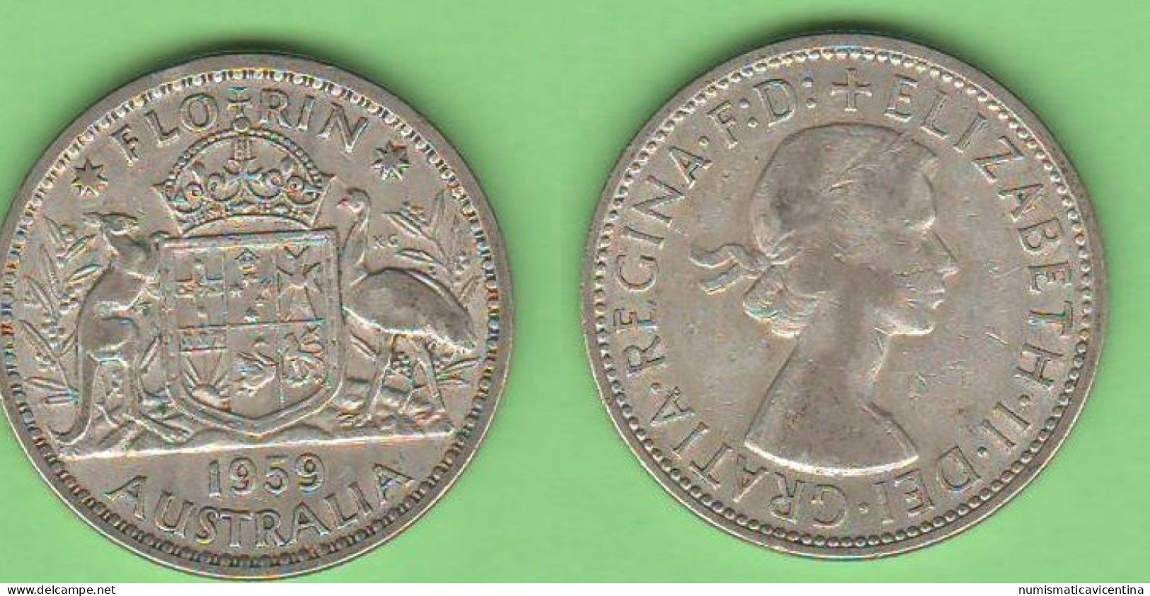 Australia Florin 1959 Queen Elizabeth Silver Australie  K 60 - Florin