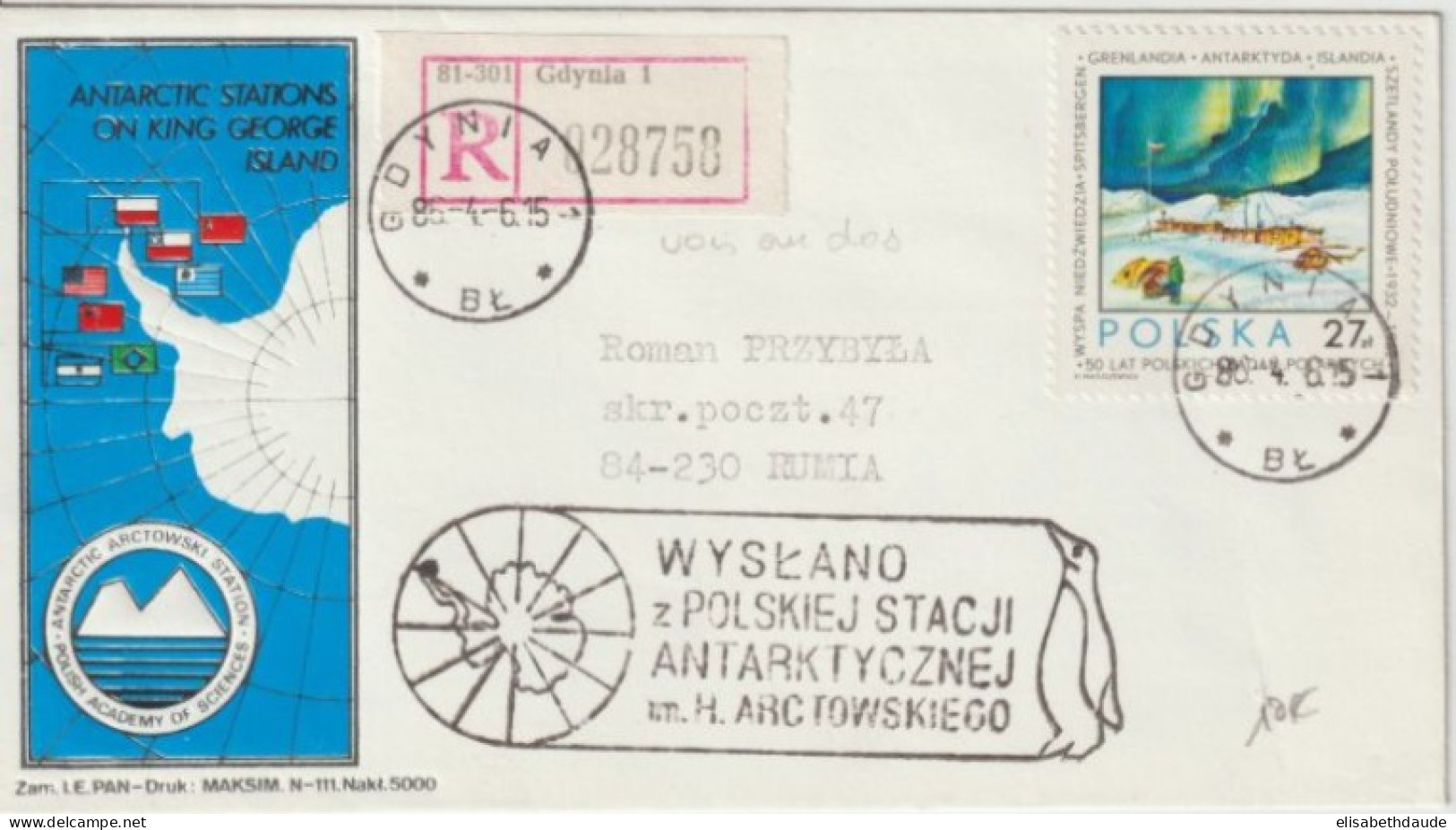 1985 - POLOGNE - EXPEDITION POLAIRE ANTARCTIQUE ! ENVELOPPE OBLITERATION GDYNIA - Sonstige & Ohne Zuordnung