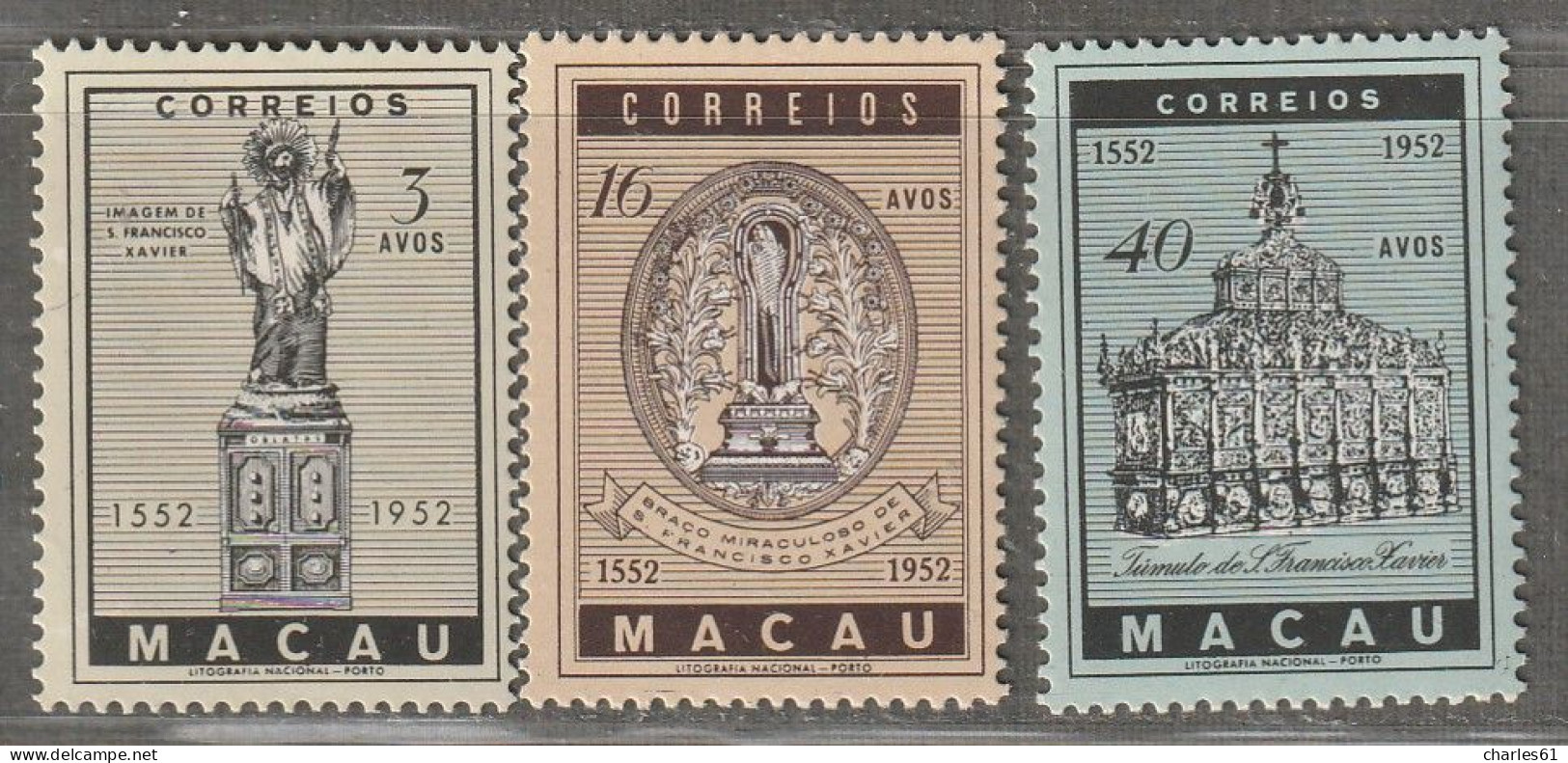 MACAO - N°357/9 **/* (1952) Saint François-Xavier - Nuovi