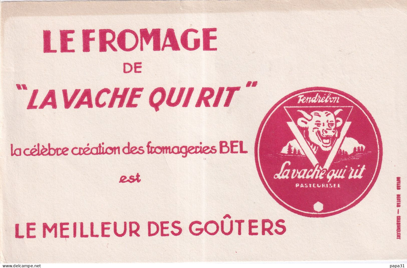 Buvard  LE FROMAGE De " LA VACHE QUI RIT " - Food