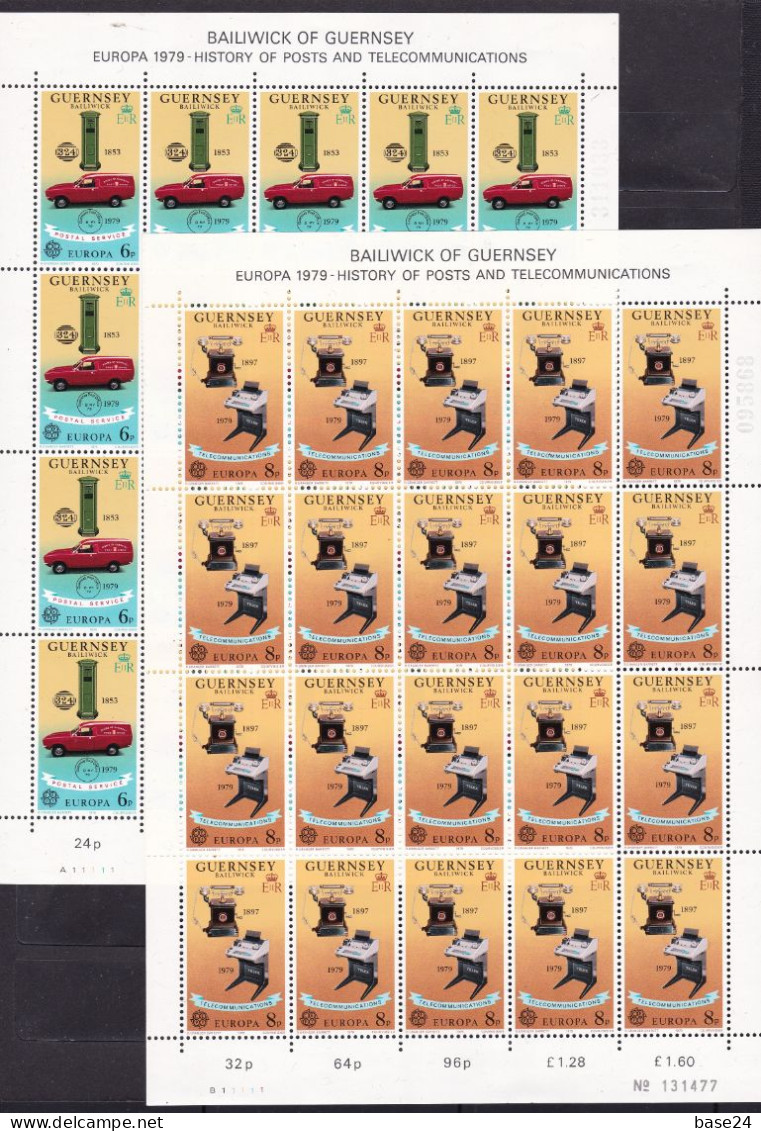 1979 Guernsey EUROPA CEPT EUROPE 20 Serie Di 2 Valori MNH** In Minifoglio Storia Postale, Postal History 2 Minisheets - 1979