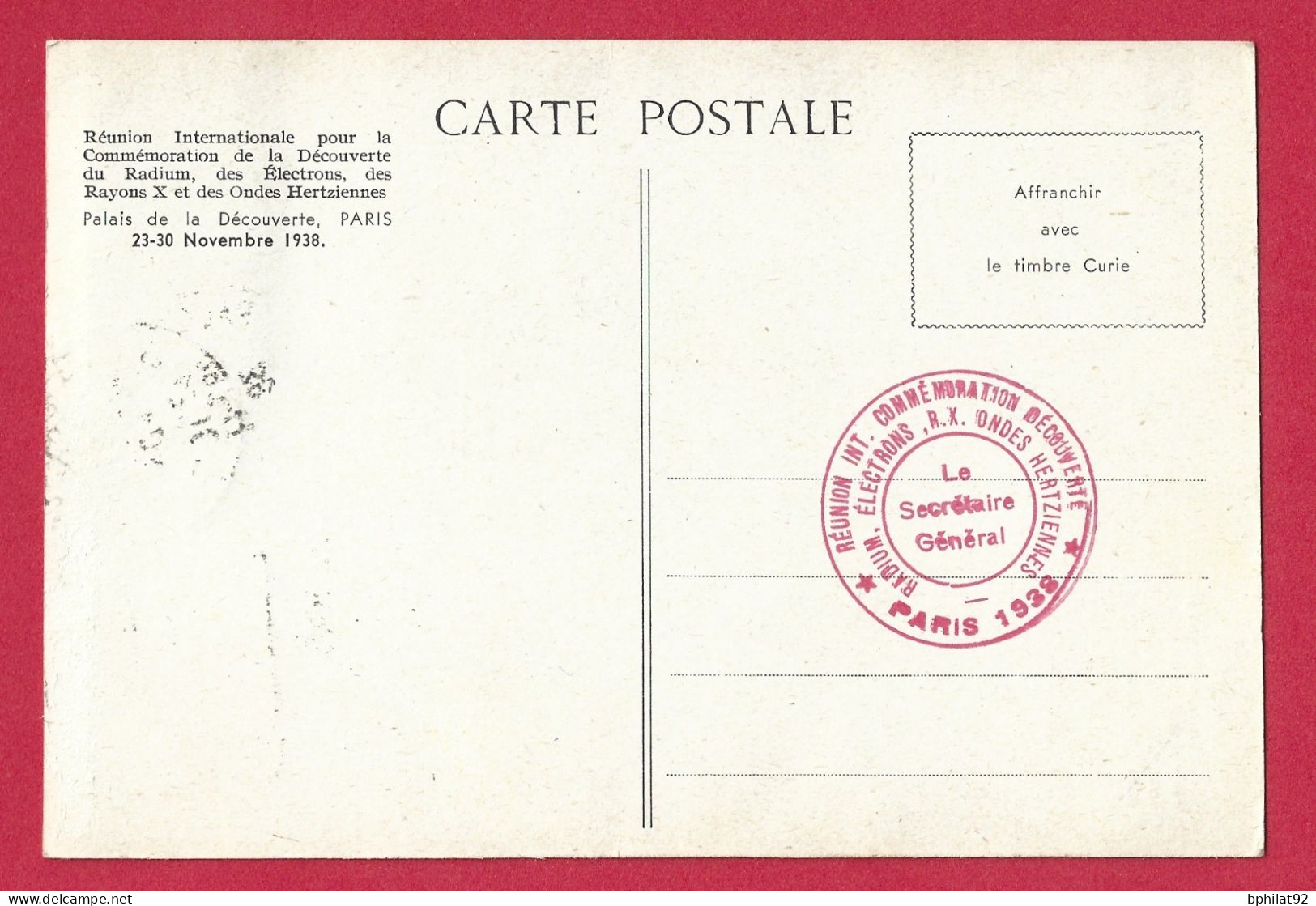 !!! CARTE MAXIMUM PIERRE ET MARIE CURIE OBLITÉRATION DAGUIN, DÉCOUVERTE DU RADIUM DE 1938 - 1930-1939