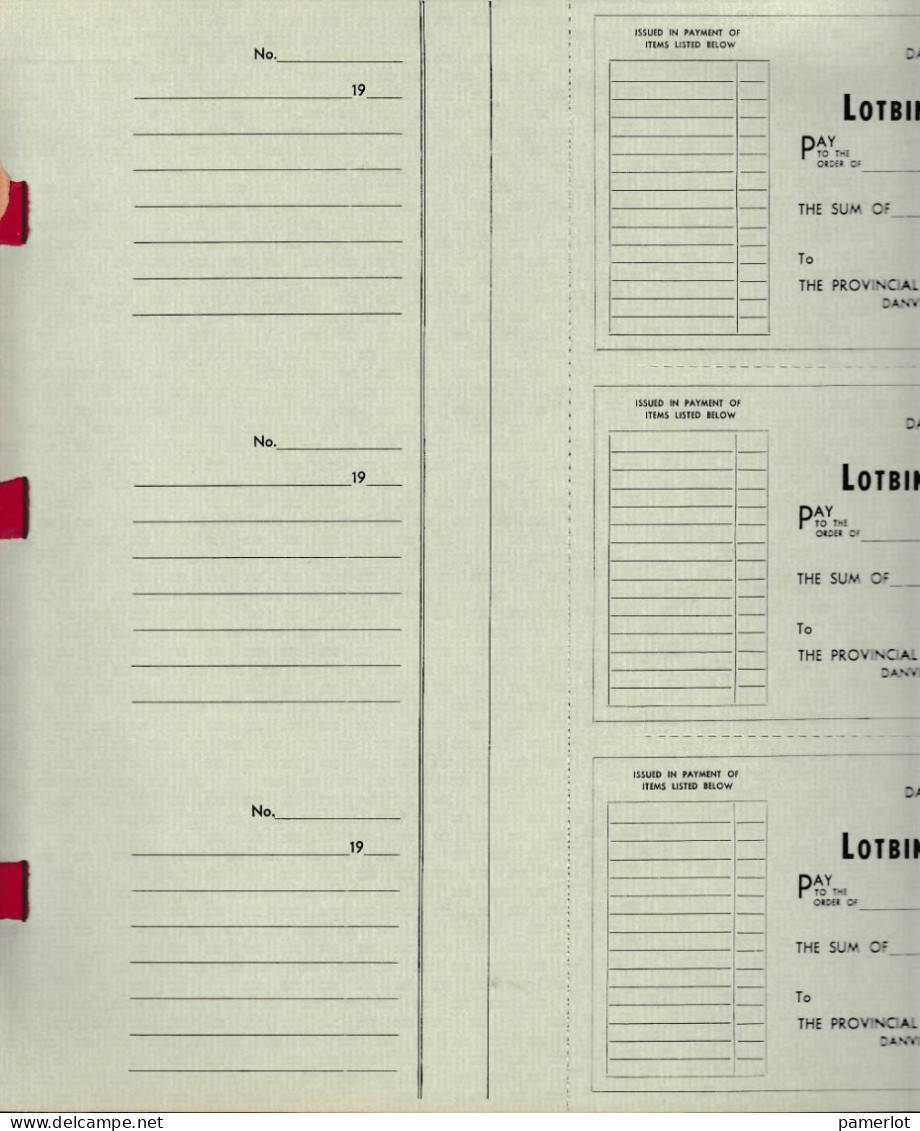 Danville P.Quebec - Carnet De Cheques Lotbiniere Pulp & Paper Dans Les 1960, 34 X 26cm, 49 Pages De 3p.p - Cheques & Traverler's Cheques
