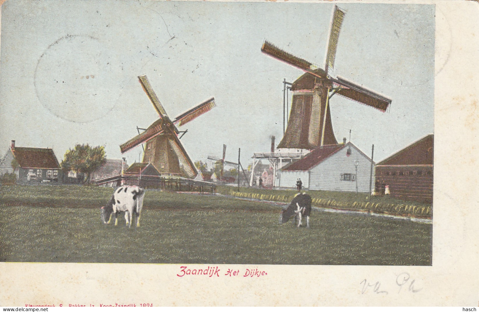 4893561Zaandijk, Het Dijkje Rond 1900.   - Zaanstreek