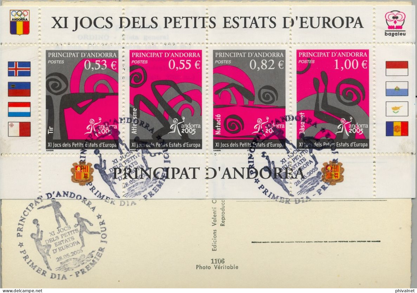 2005 , ED. 630 - JUEGOS DEPORTIVOS DE LOS PEQUEÑOS ESTADOS DE EUROPA , MAT. PRIMER DIA , FDC , ANDORRA FRANCESA - FDC