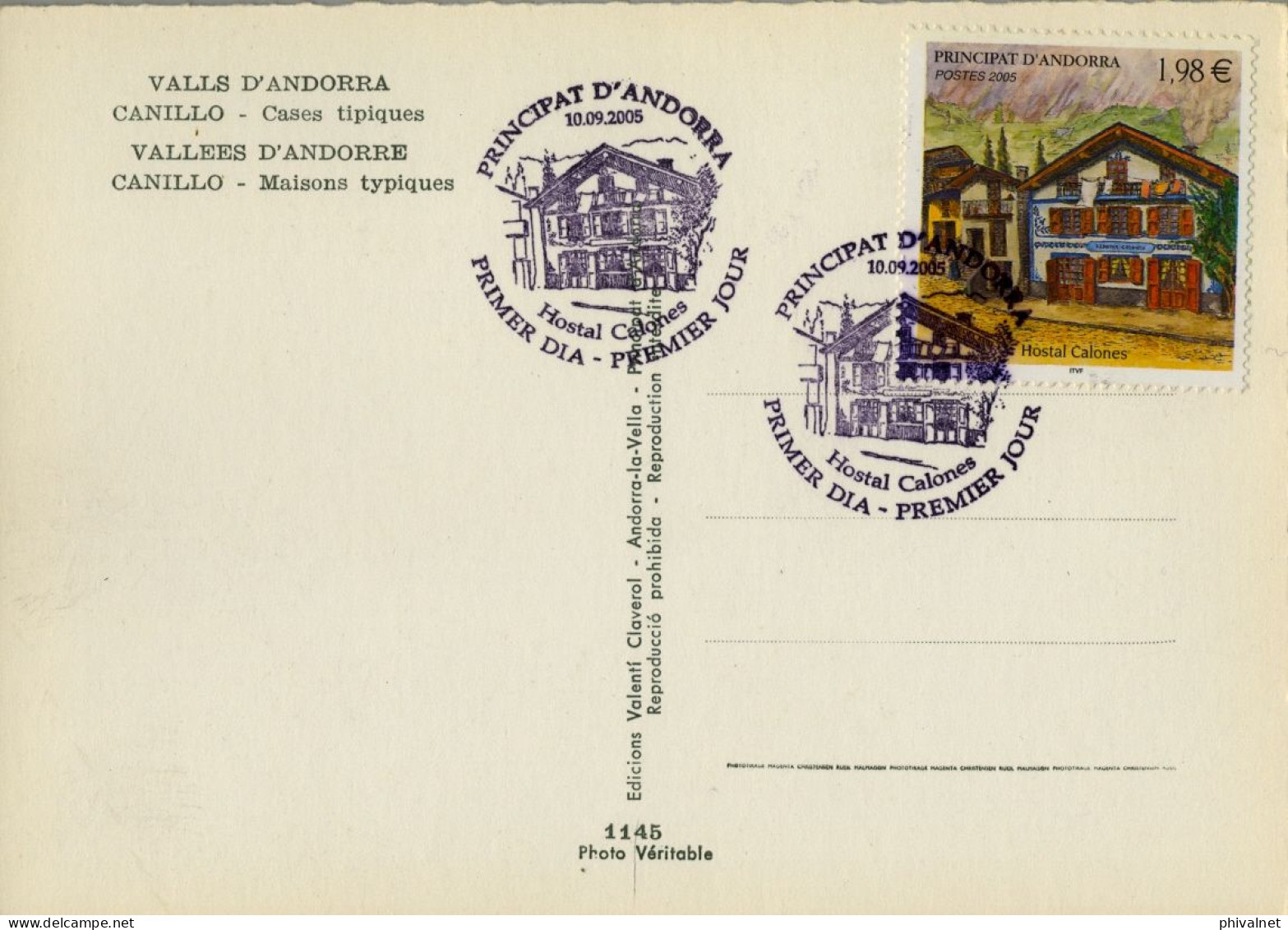 2005 , ED. 634 - HOTELES DE ANDORRA , HOTEL CALONES , MAT. PRIMER DIA , FDC , ANDORRA FRANCESA - FDC