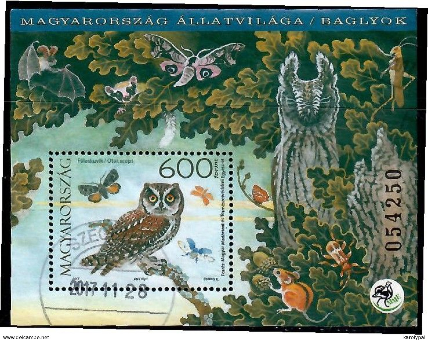 Hungary, 2017 Used,     Owls Mi. Nr.5911,  Block 402 - Oblitérés