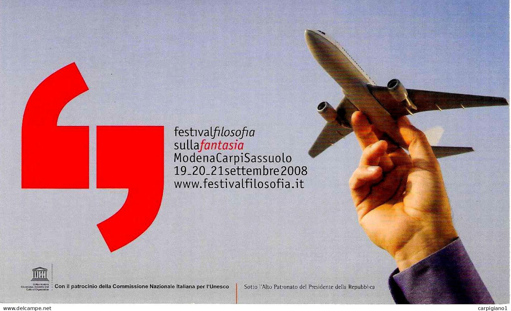 ITALIA ITALY - 2008 CARPI (MO) Festival Della Filosofia Sulla Fantasia Su Cartolina Speciale - 3235 - 2001-10: Poststempel