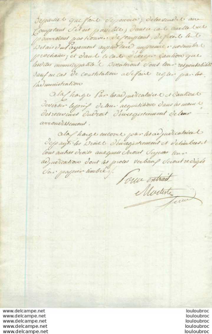 DISTRICT DE MEAUX 11 JUIN 1793 DELIBERATION VENTE DES RECOLTES SUR LES TERRES DES EMIGRES - Documents Historiques