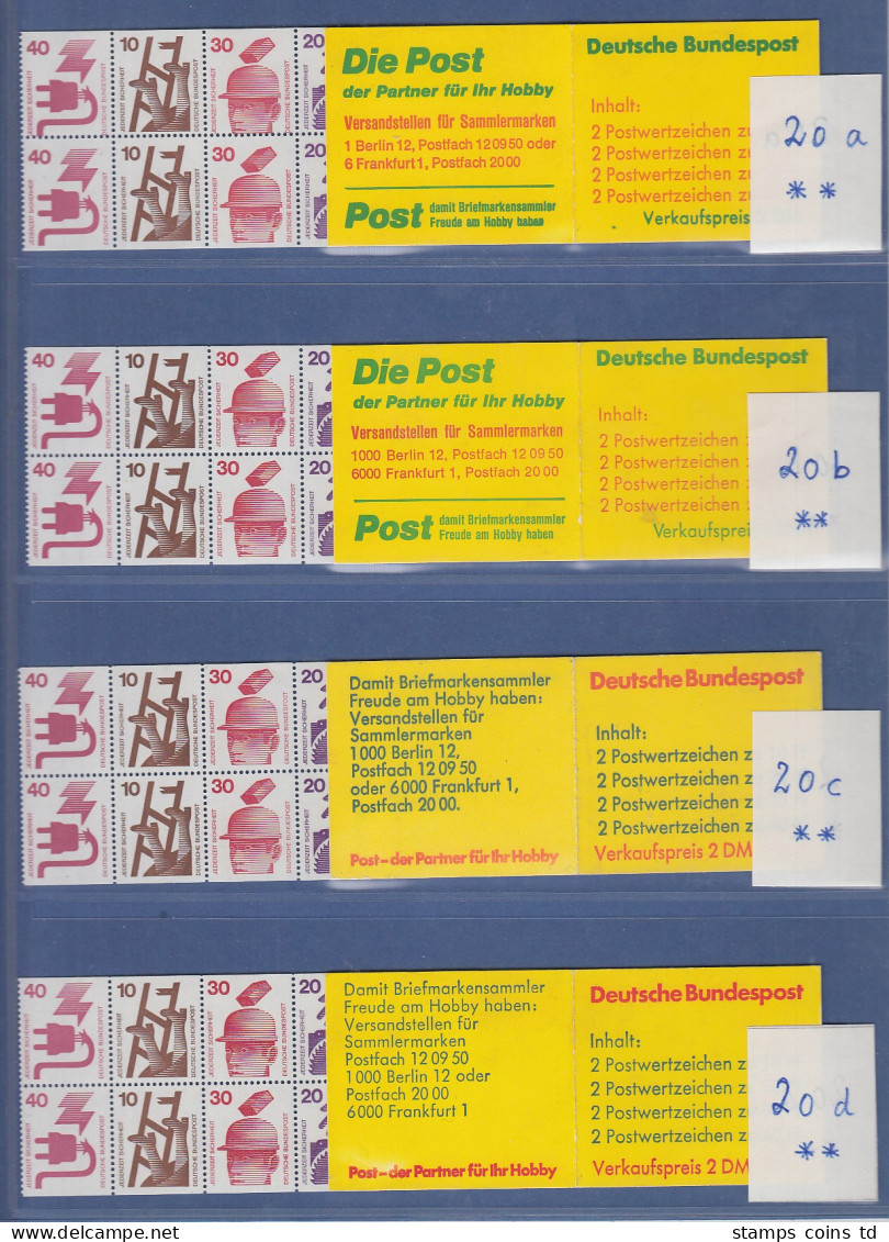 Bundesrepublik Unfallverhütung Markenheftchen MH 20 A, B, C, D  Set Kpl. **  - 1951-1970