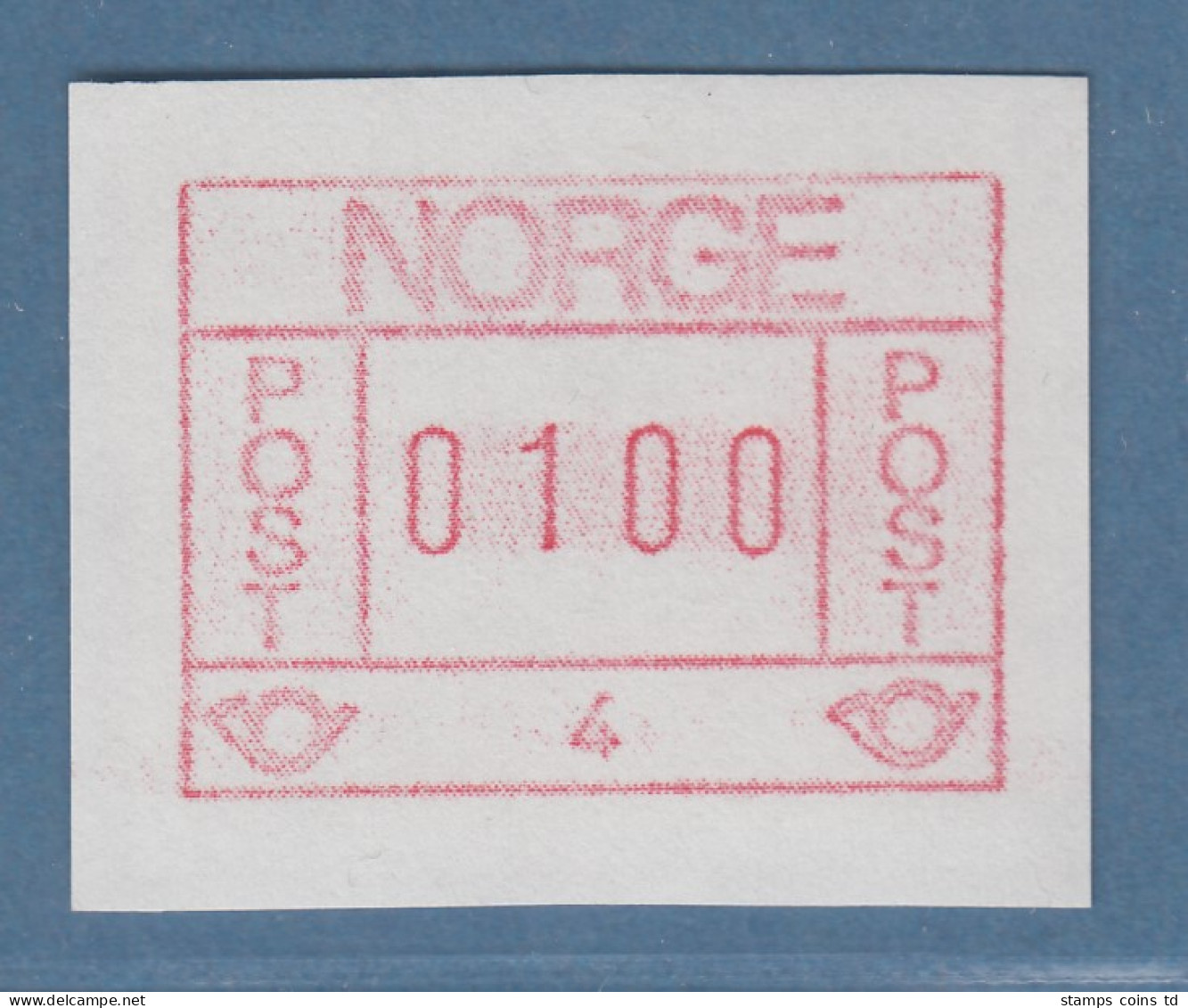 Norwegen / Norge Frama-ATM 1978, Aut.-Nr. 4 Seltene Farbe Braunrot Wert 100 ** - Timbres De Distributeurs [ATM]