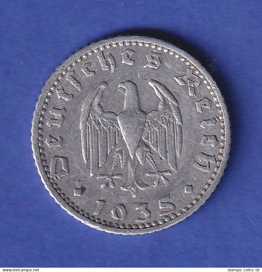 Deutsches Reich Aluminium-Münze 50 Reichspfennig 1935 E - 5 Reichsmark