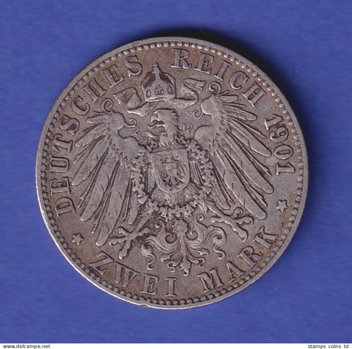 Dt. Kaiserreich Preußen Silbermünze 2 Mark Kaiser Wilhelm II. 1901 A SELTEN ! - Autres & Non Classés