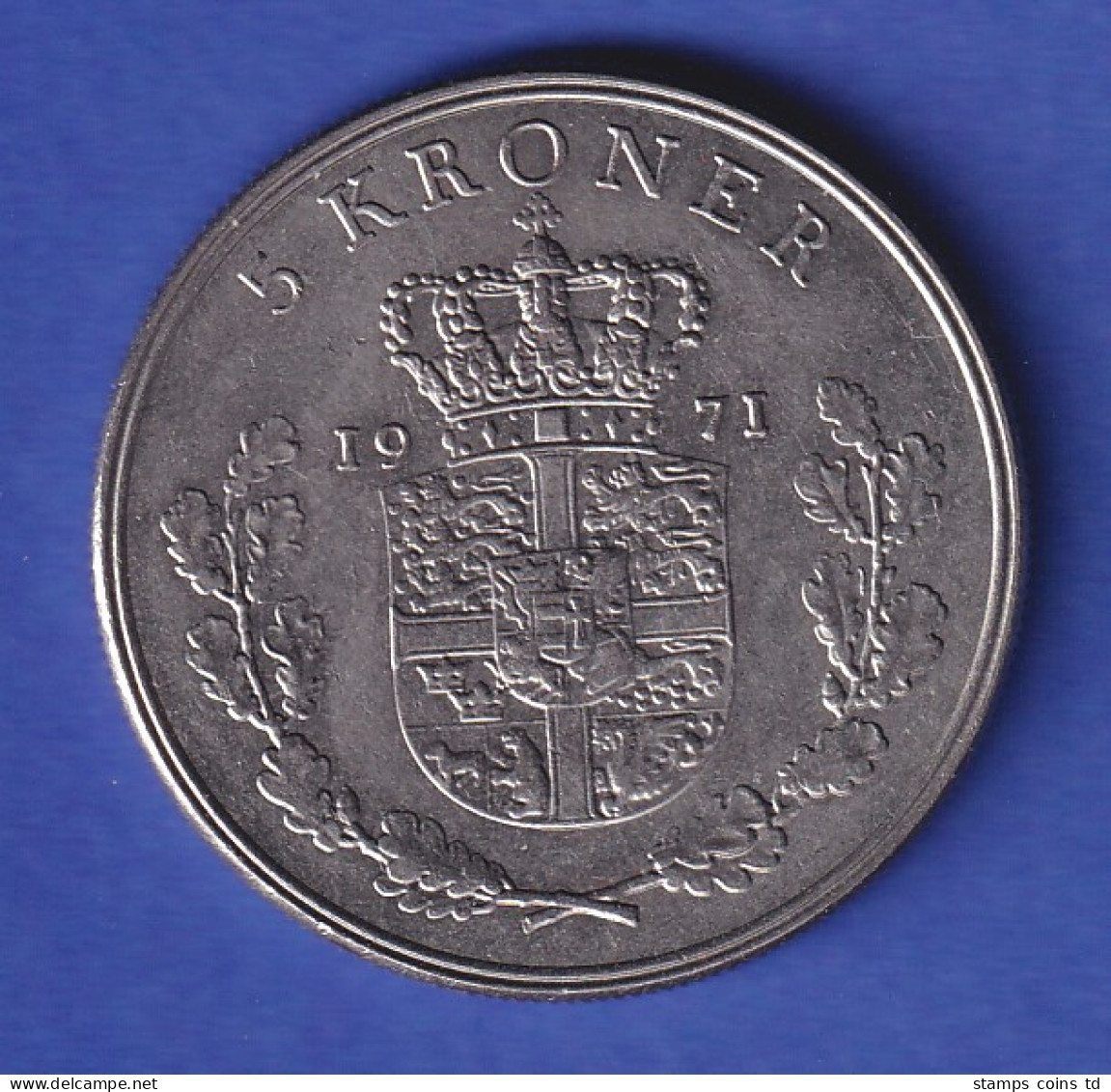 Dänemark Kursmünze 5 Kronen König Frederik IX. 1971 Vz  - Andere & Zonder Classificatie