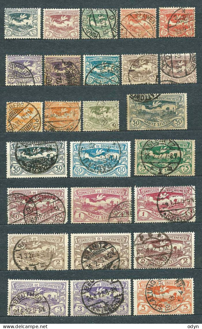 Plebiscite, Upper Silesia, 1920; Lot Of 5 ENHANCED Sets MiNr 13-29 (138 Stamps) - Used - Schlesien