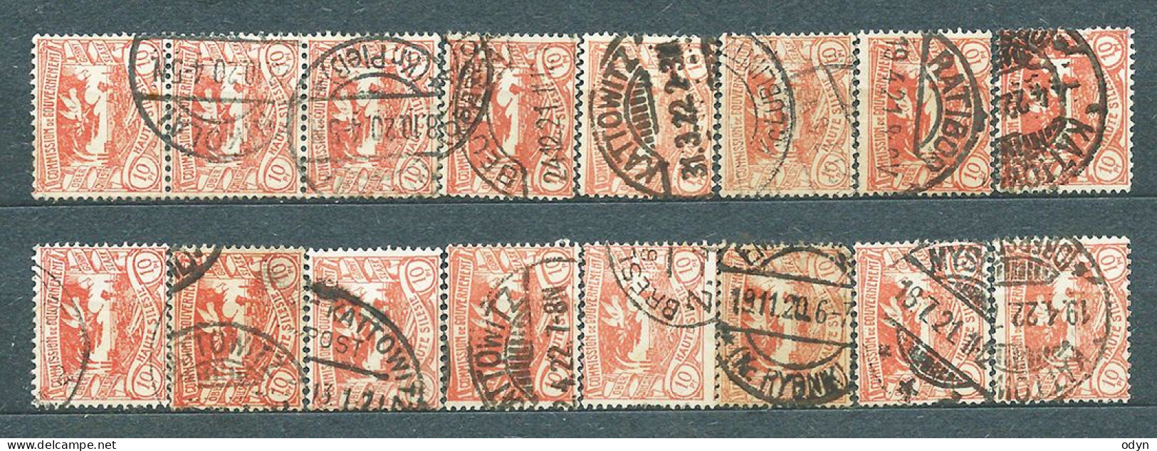 Plebiscite, Upper Silesia, 1920; Lot Of 287 Stamps From Set MiNr 13-29 - Used - Silésie