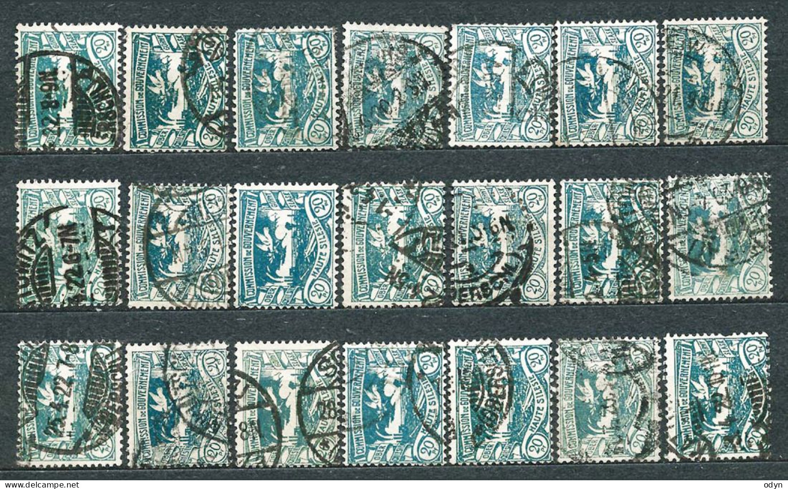 Plebiscite, Upper Silesia, 1920; lot of 155 stamps MiNr 18 (from set MiNr 13-29) - used