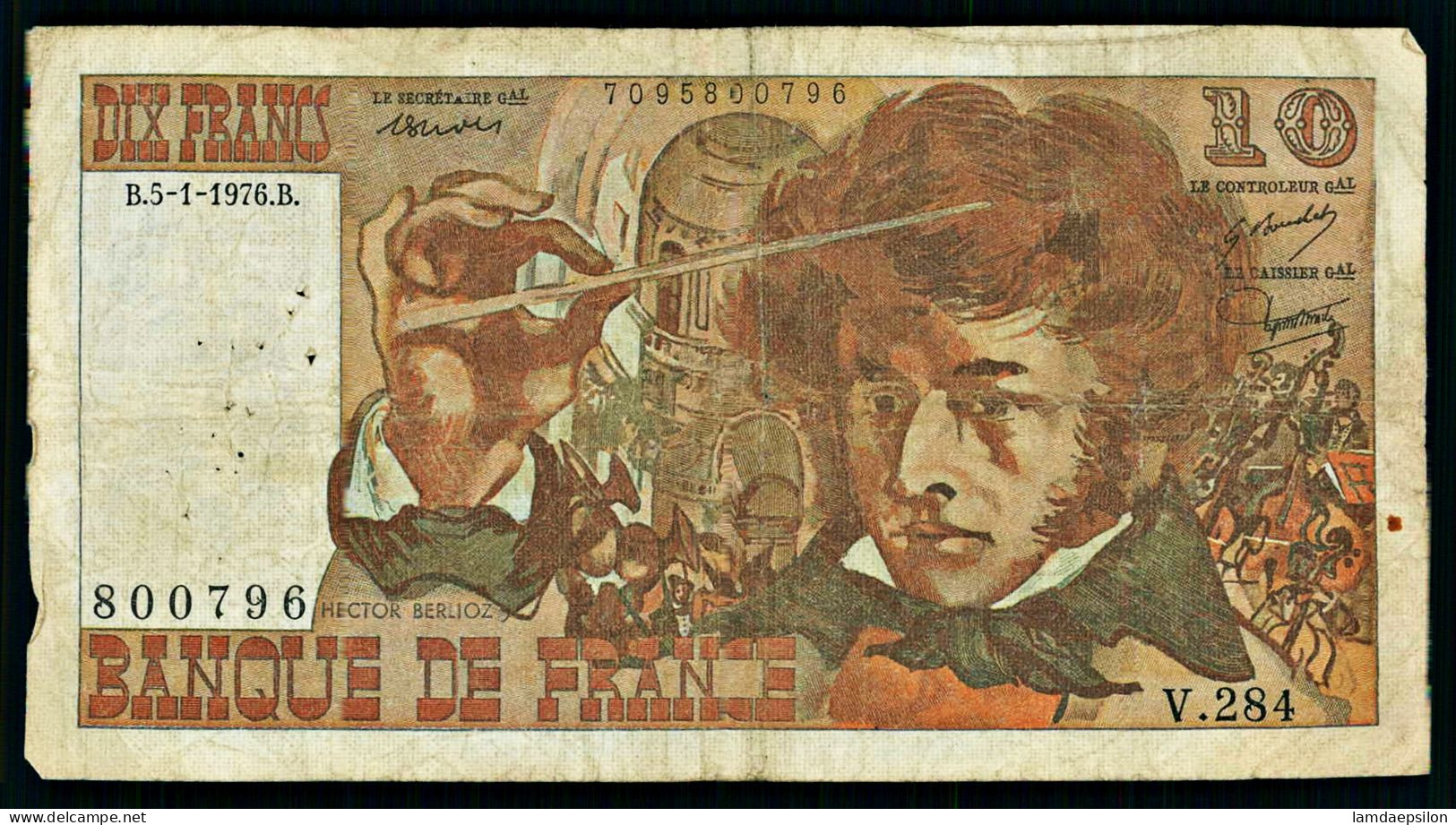 A10  FRANCE   BILLETS DU MONDE   BANKNOTES  10 FRANCS 1976 - 10 F 1972-1978 ''Berlioz''