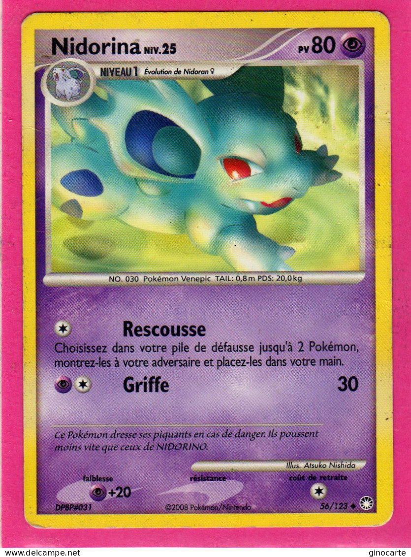 Carte Pokemon 2008 Diamant Et Perle Tresor Mysterieux 56/123 Nidorina 80pv Occasion - Diamant & Perle