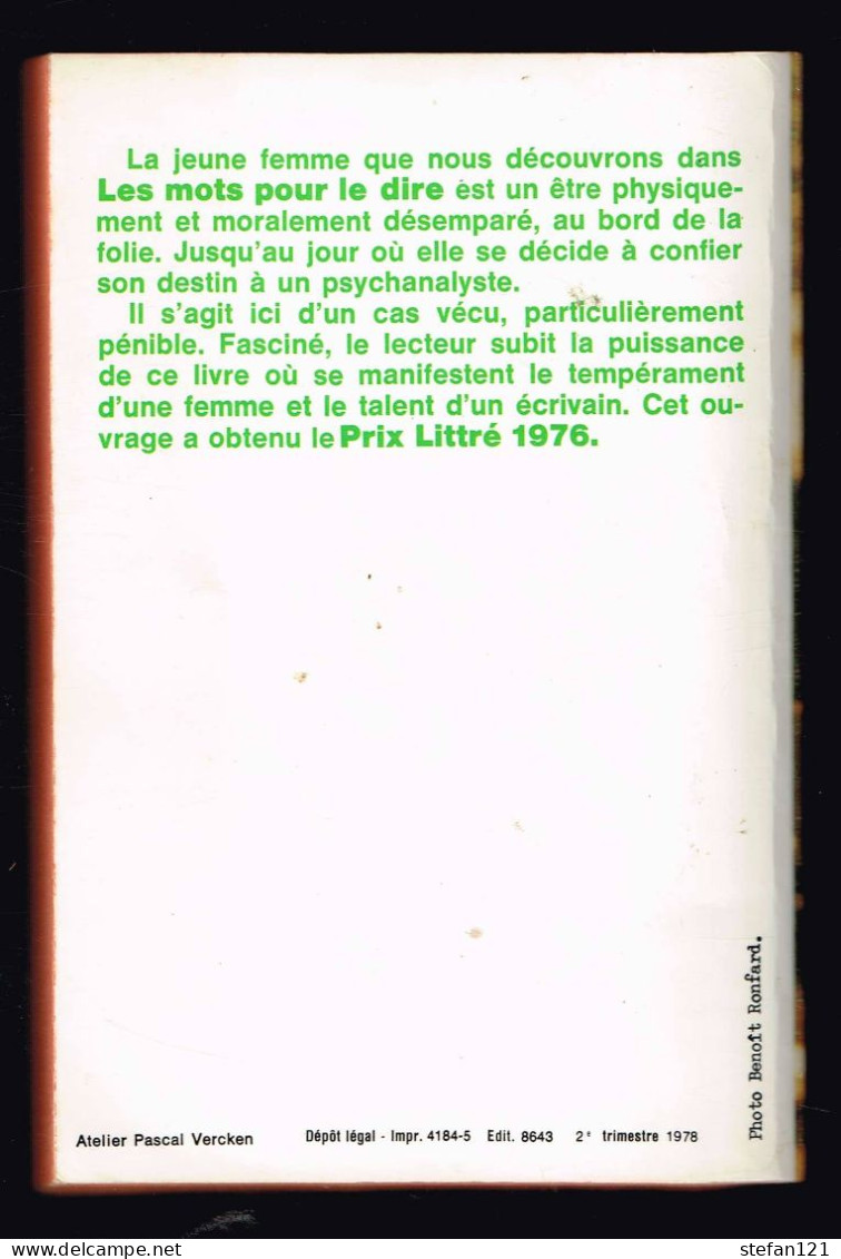 Les Mots Pour Le Dire - Marie Cardinal - 1975 - 350 Pages 16,5 X 11 Cm - Aventure