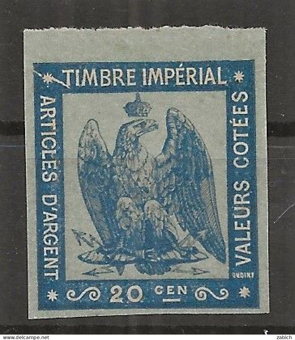 TIMBRES FISCAUX RARE Article D'argent N°1 A Bleu Sur Bleuté Neuf  Cote 250€ Belles Marges Gomme Intacte San Charniere - Other & Unclassified