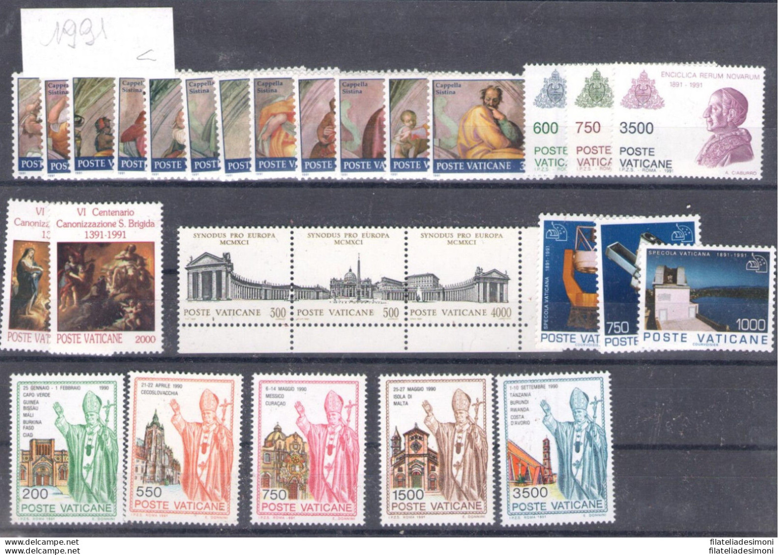 1991 Vaticano, Francobolli Nuovi,  Annata Completa 28 Valori + 1 Libretto MNH** - Annate Complete