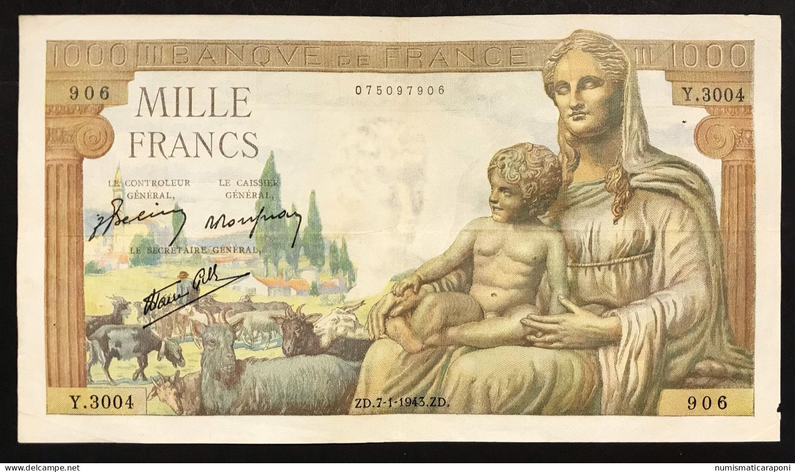 FRANCIA France 1000 Francs  07 01 1943 LOTTO 684 - 1 000 F 1945-1950 ''Minerve Et Hercule''