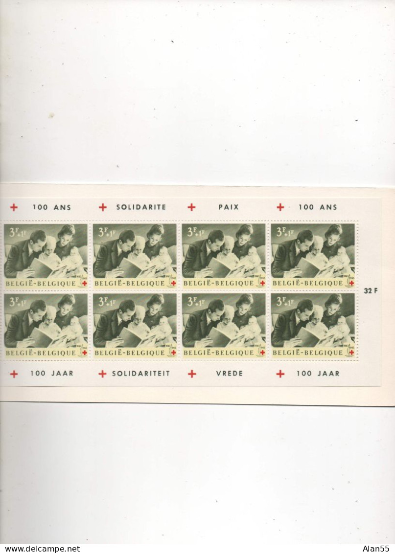 BELGIQUE.1963.  FEUILLET DU CARNET NEUF**."CENTENAIRE DE LA CROIX-ROUGE".THEMES:CELEBRITES.ENFANCE. - Unclassified