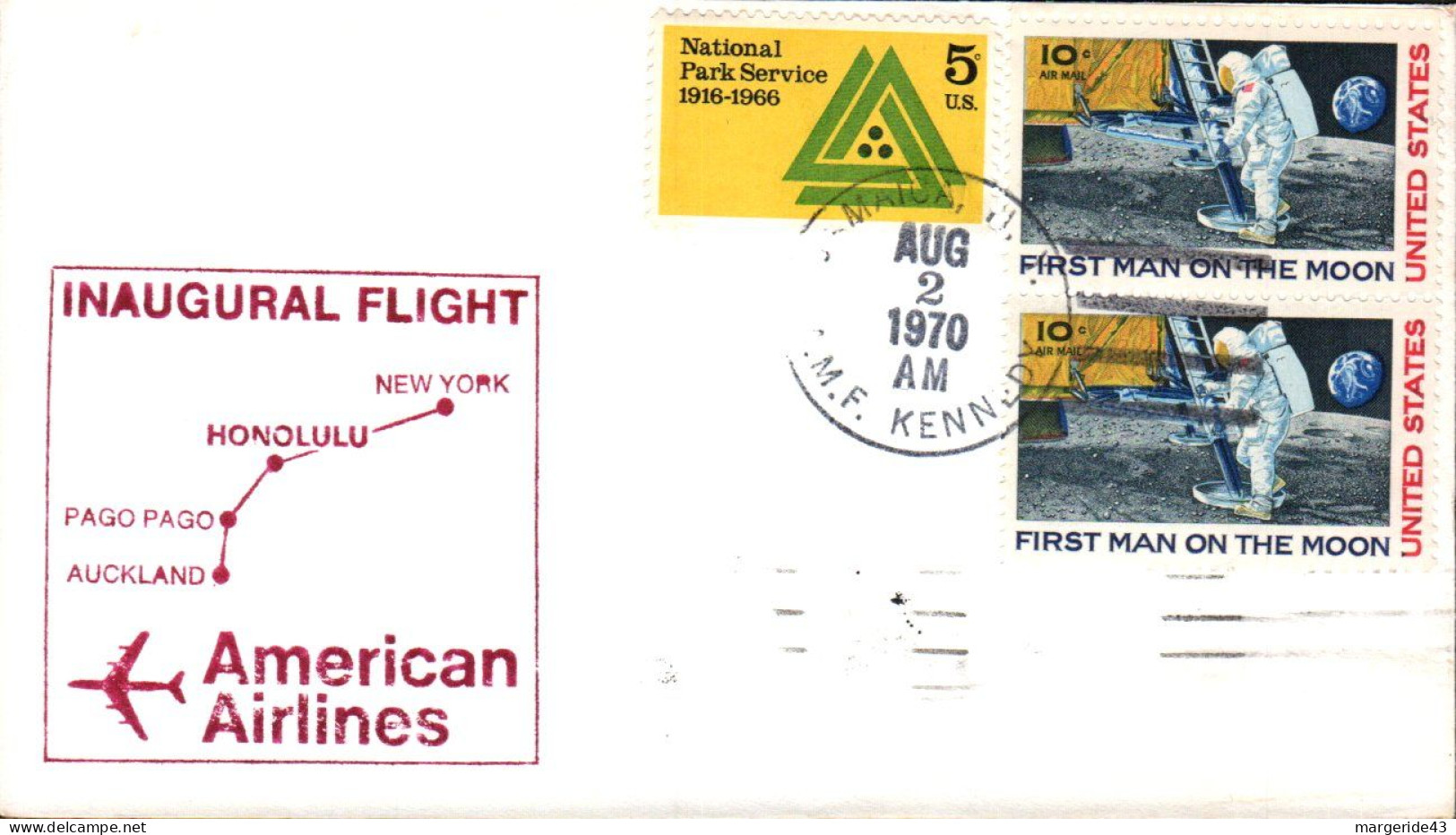 USA ETATS UNIS VOL INAUGURAL AMERICAN AIRLINES NEW YORK-AUCKLAND 1970 - FDC