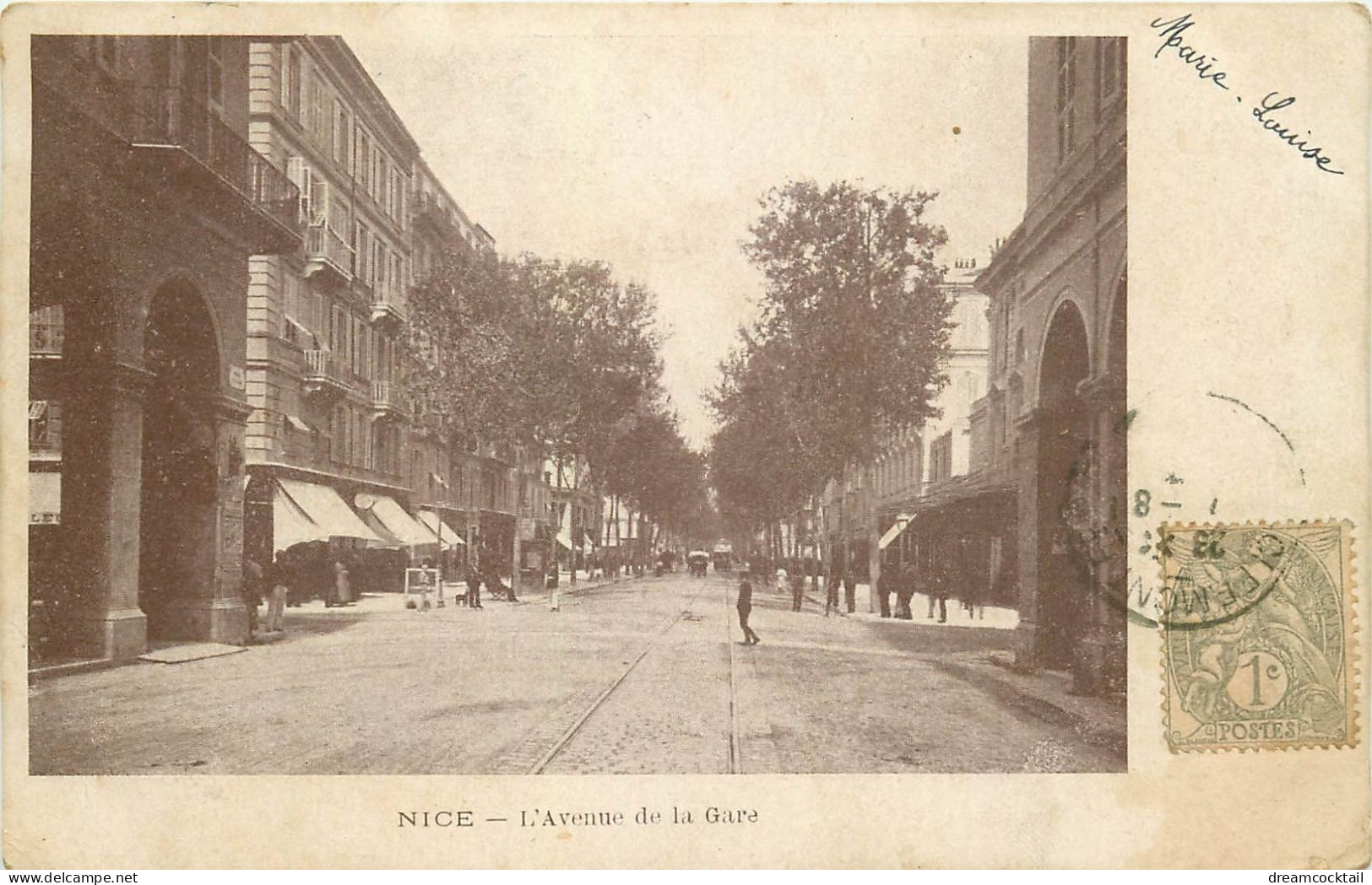 WW 06 NICE. Avenue De La Gare Timbre 1 Centime Vers 1900... - Transport Ferroviaire - Gare