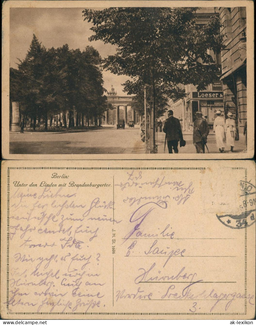 Ansichtskarte Mitte-Berlin Brandenburger Tor, Belebt Geschäfte Loeser 1922 - Brandenburger Deur